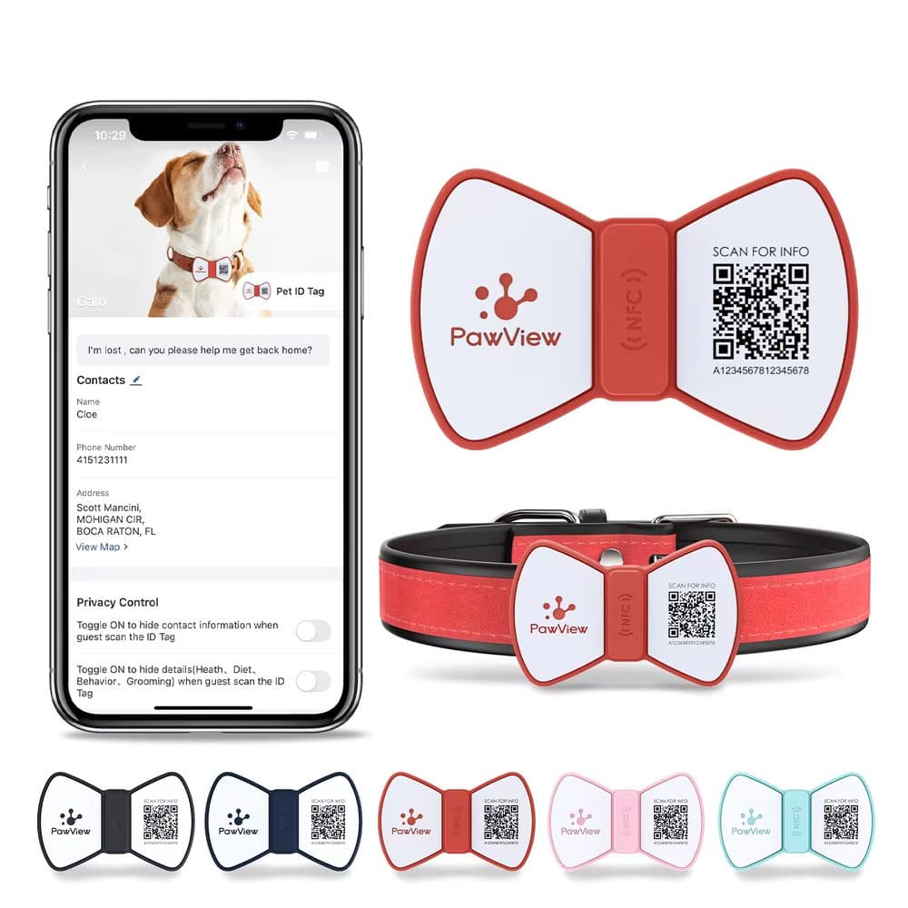 PawView chytrá známka pro psy pánský motýlek - červená | P54836