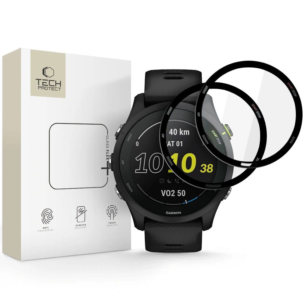 Tech-Protect Glass Flex+, Garmin Forerunner 255 / 255 Music, černé, 2 kusy