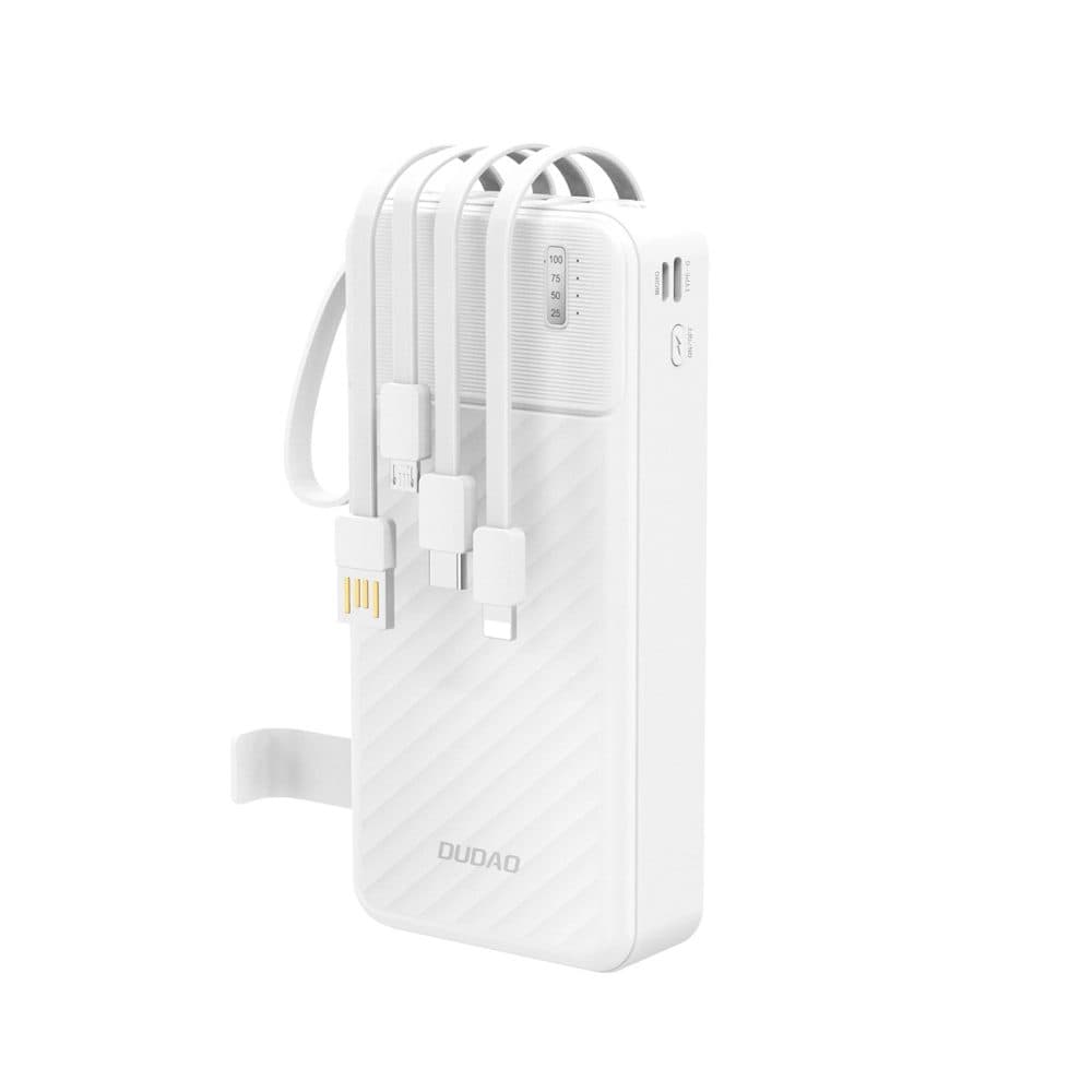 Dudao K11 Pro powerbanka s vestavěnými kabely, 20000mAh, bílá