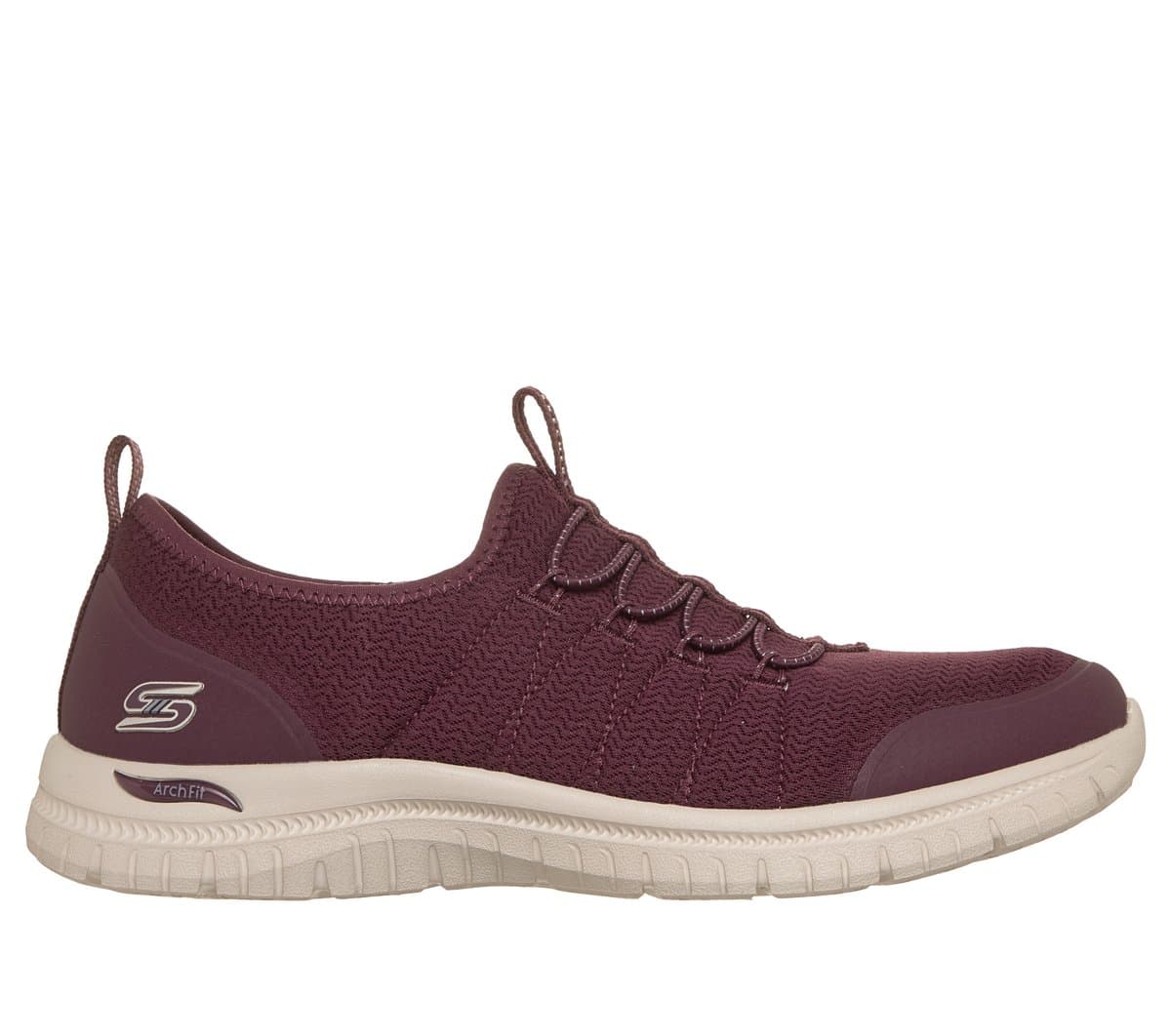 Skechers Ženy Arch Fit Virtue - Dahlia Shoes v Vínová, Velikost 35, Vegan, Pratelné v pračce