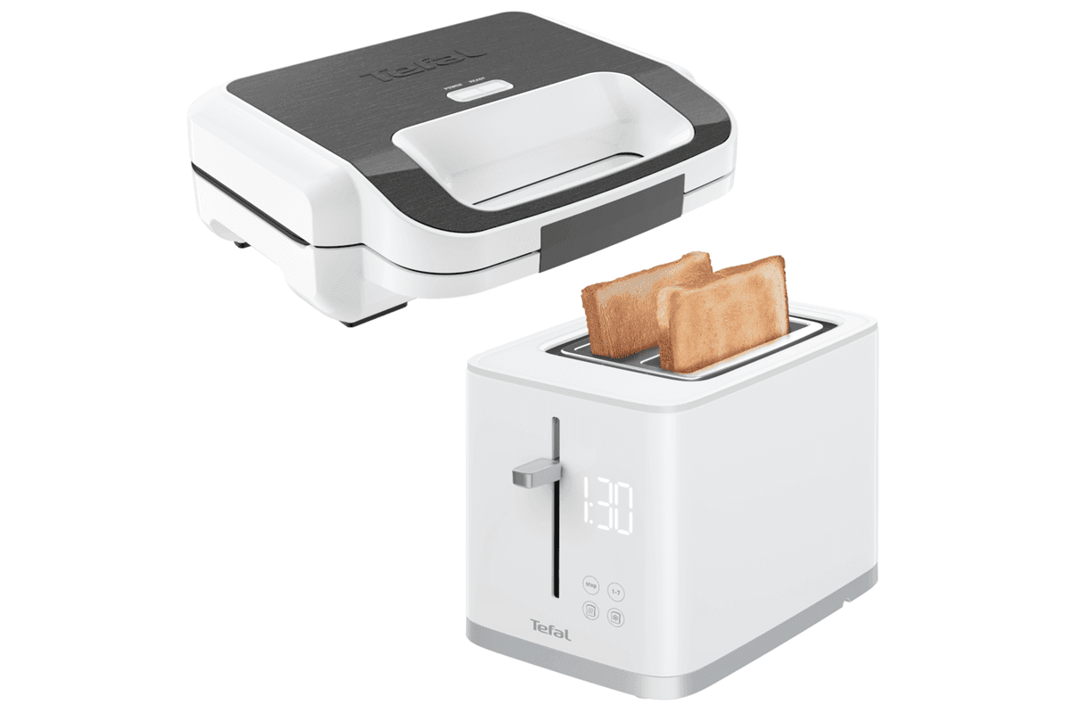 Akční set snídaňových spotřebičů Tefal Multiplates Snack XL topinkovač a Sense sendvičovač