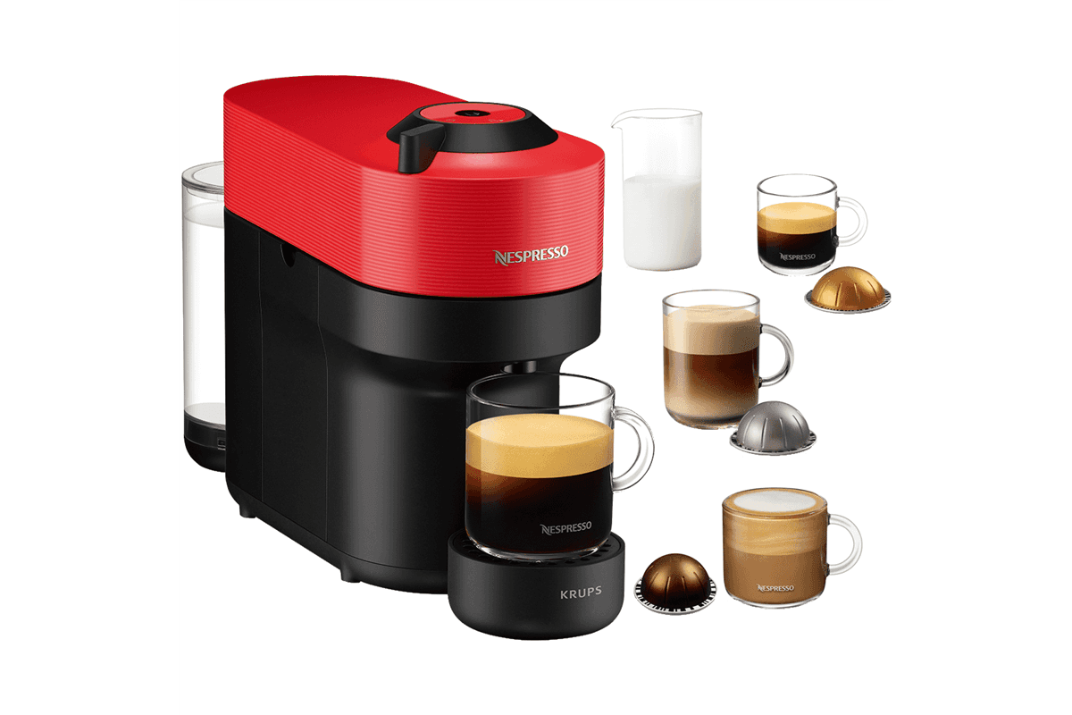 Kapslový kávovar Krups Nespresso Vertuo Pop XN920510 červený