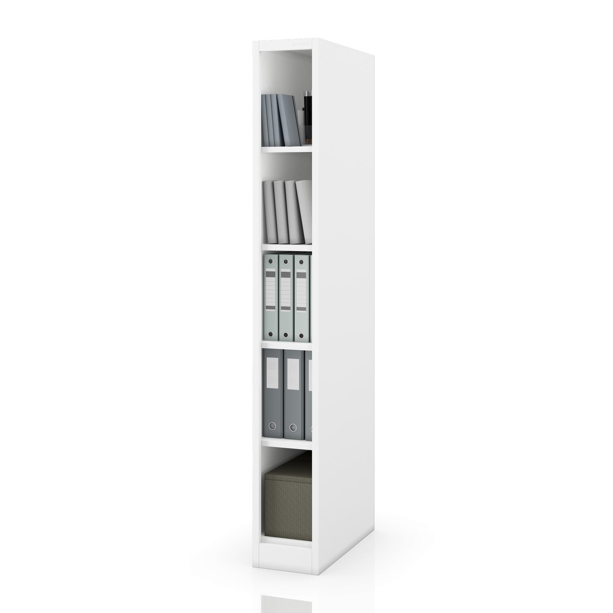 Úzký kovový archivační regál na dokumenty bílý, 250x1850x600 mm: TIM