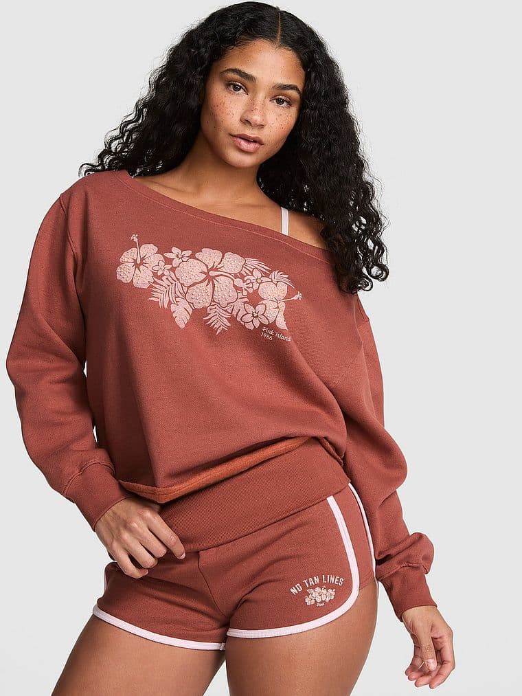 Žebrovaná mikina s odhalenými rameny Campus Fleece