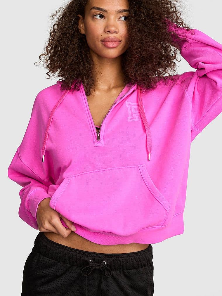 Mikina s kapucí a krátkým zipem Campus Fleece