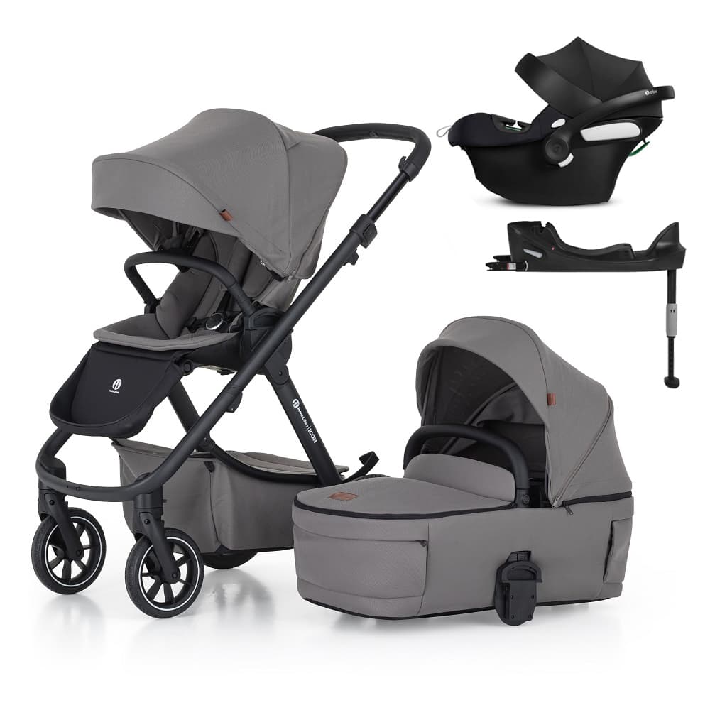 PETITE&MARS SET Kočárek 4v1 ICON Dove Grey LITE RWS + CBX By CYBEX Aton B2 i-Size