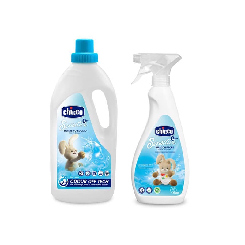 CHICCO Prací gel Baby Sensitive 1,5 l + Odstraňovač skvrn Sensitive 500 ml