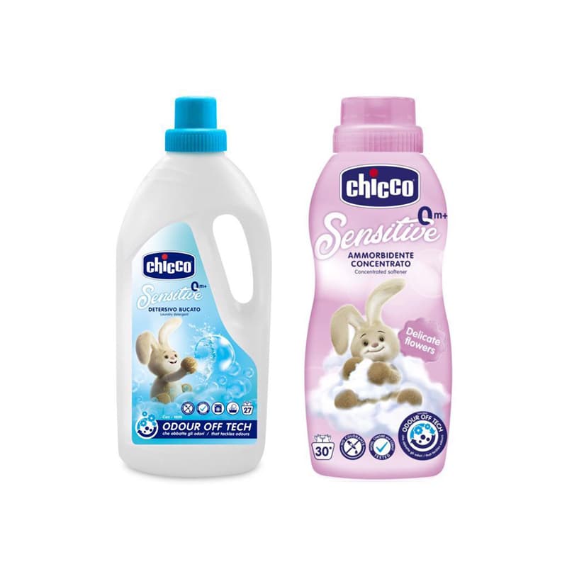 CHICCO Prací gel Baby Sensitive 1,5 l + Aviváž koncentrovaná Květinové objetí 750 ml