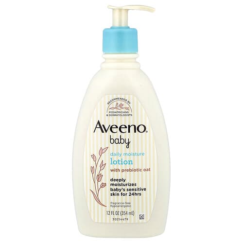 Aveeno, Baby, Daily Moisture Lotion with Prebiotic Oat, Fragrance Free, 12 fl oz (354 ml)
