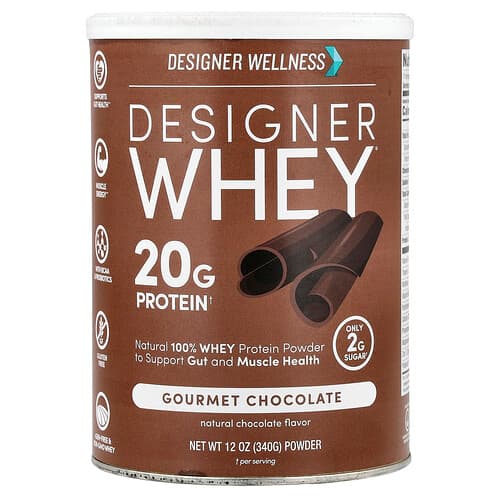 Designer Wellness, Designer Whey, Natural 100% Whey Protein Powder, Gourmet Chocolate, 12 oz (340 g)