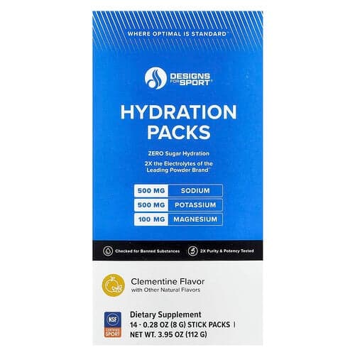 Designs For Health, Designs For Sport®, Hydration Packs, Clementine, 14 Stick Packs, 0.28 oz (8 g) Each