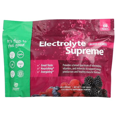 Jigsaw Health, Electrolyte Supreme™, Berry-Licious, 60 Packets, 3.4 g Each