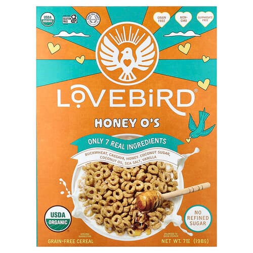 Lovebird, Grain-Free Cereal, Honey O's, 7 oz (198 g)