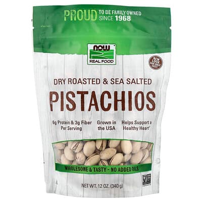 NOW Foods, Real Food, Pistachios, Dry Roasted & Sea Salted, 12 oz (340 g)