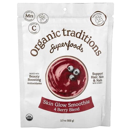 Organic Traditions, Superfoods, Skin Glow Smoothie, 4 Berry Blend, 3.5 oz (100 g)