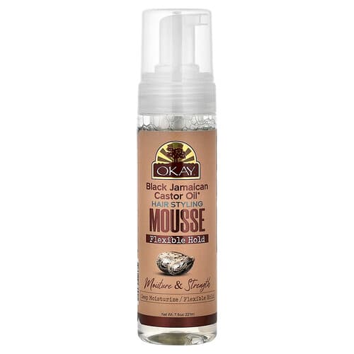 Okay Pure Naturals, Black Jamaican Castor Oil®, Hair Styling Mousse, Flexible Hold, For All Hair Types, 7.5 oz (221 ml)