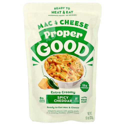 Proper Good, Ready to Heat & Eat, Mac & Cheese, Spicy Cheddar, Medium, 10 oz (283 g)