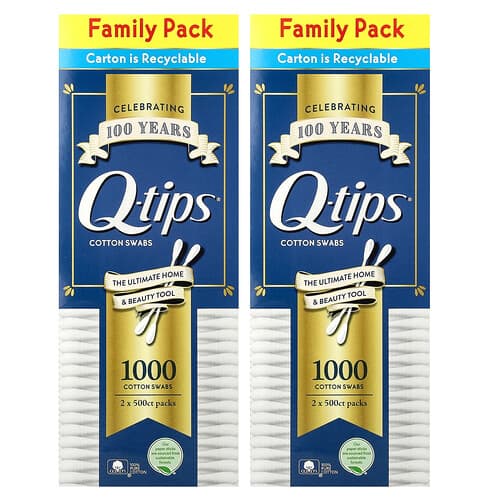 Q-tips, Cotton Swabs, Family Pack, 2 Pack, 500 Swabs Each