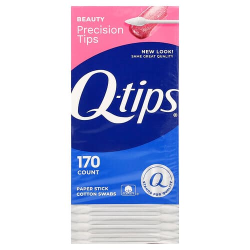 Q-tips, Precision Tips Paper Stick Cotton Swabs, 170 Swabs