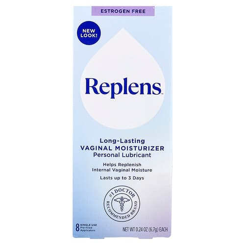 Replens, Personal Lubricant, Long-Lasting Vaginal Moisturizer, 8 Pre-Filled Applicators, 0.24 oz (6.7 g) Each