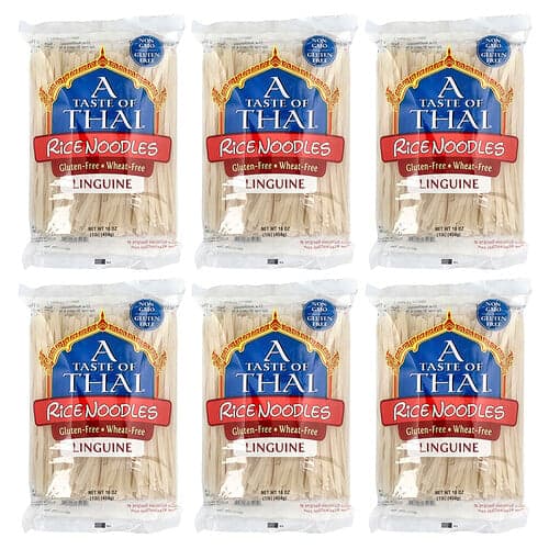 A Taste Of Thai, Rice Noodles, Linguine, 6 Bags, 16 oz (454 g) Each