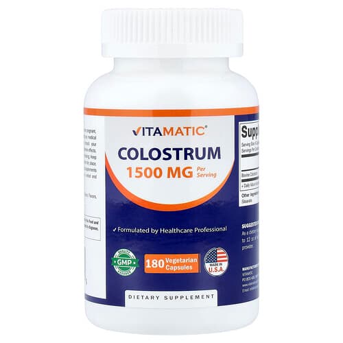 Vitamatic, Colostrum, 180 Vegetarian Capsules (250 mg per Capsule)