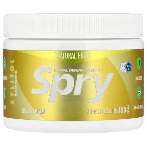 Xlear, Spry®, Sugar-Free Chewing Gum, Natural Fruit, 100 Pieces