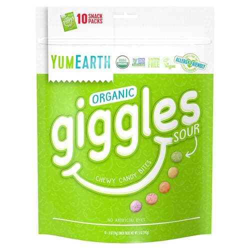 YumEarth, Organic Giggles, Sour, 10 Snack Packs, 0.5 oz (14 g) Each