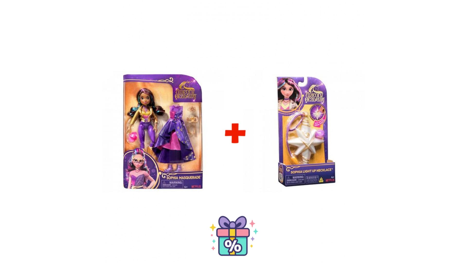 Výhodný set: Jednorožčí akademie deluxe panenka Sophia 24 cm + náhrdelník s prstenem