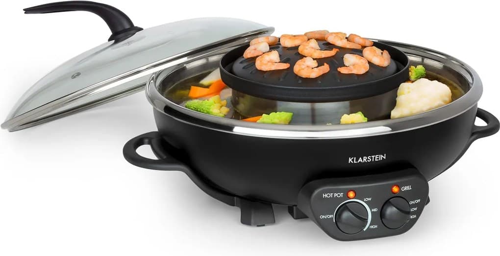 Klarstein Szechuan, hot pot, grilovací deska, 2 v 1, 5 l, 1350/600 W, černý