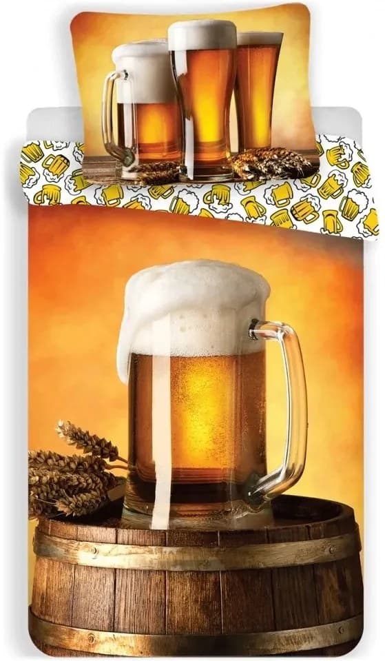 Bavlněné povlečení Zlatý mok - Pivo - 100% bavlna - 70 x 90 cm + 140 x 200 cm