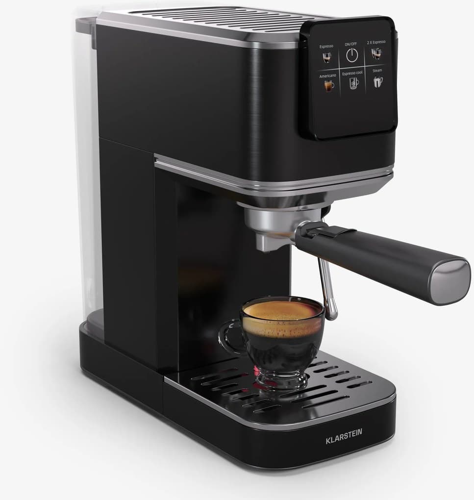 Klarstein SteelPresso Slim Touch kávovar, portafiltr, dotykový displej