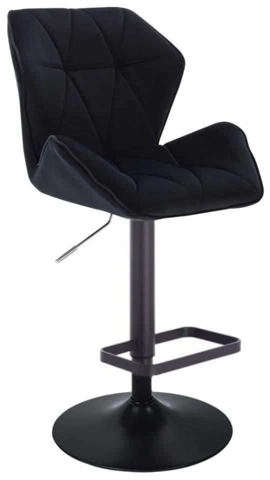 LuxuryForm DESIGN Barová židle MILANO MAX VELUR na černé kulaté podstavě - černá