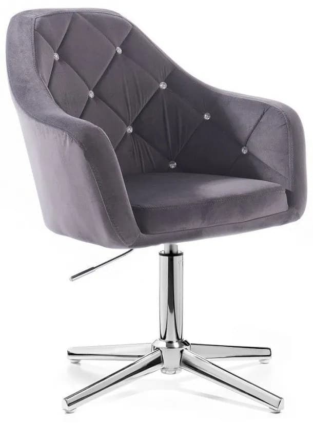 LuxuryForm DESIGN Křeslo ROMA VELUR na stříbrném kříži - tmavě šedé
