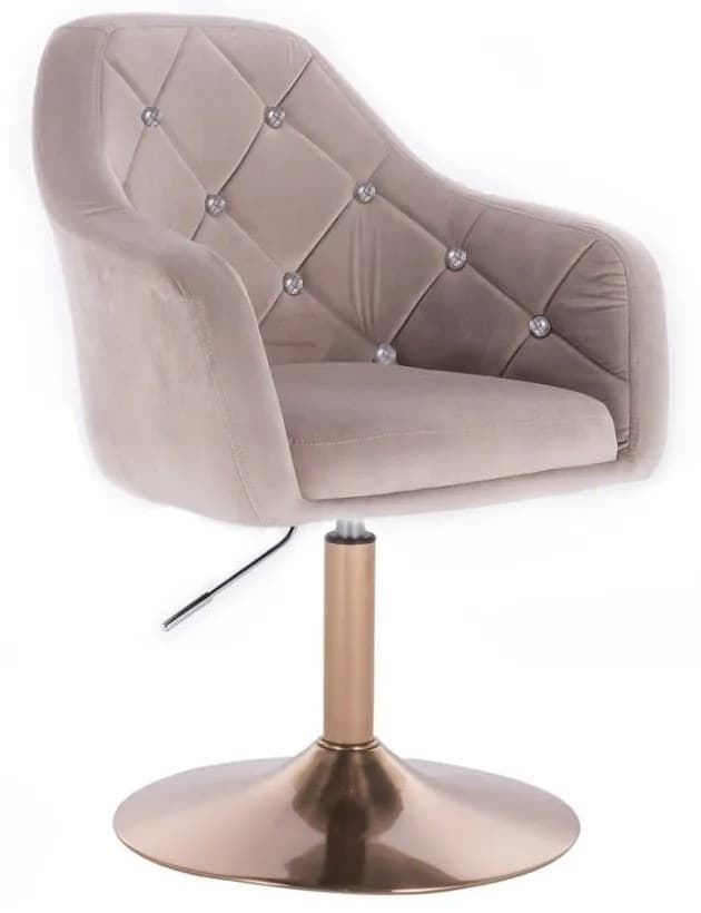 LuxuryForm DESIGN Křeslo ROMA VELUR na zlatém talíři - světle šedé