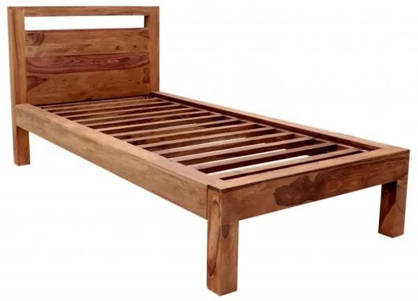 Indický nábytek - Postel Amba 90x200 z indického masivu palisandr Super natural