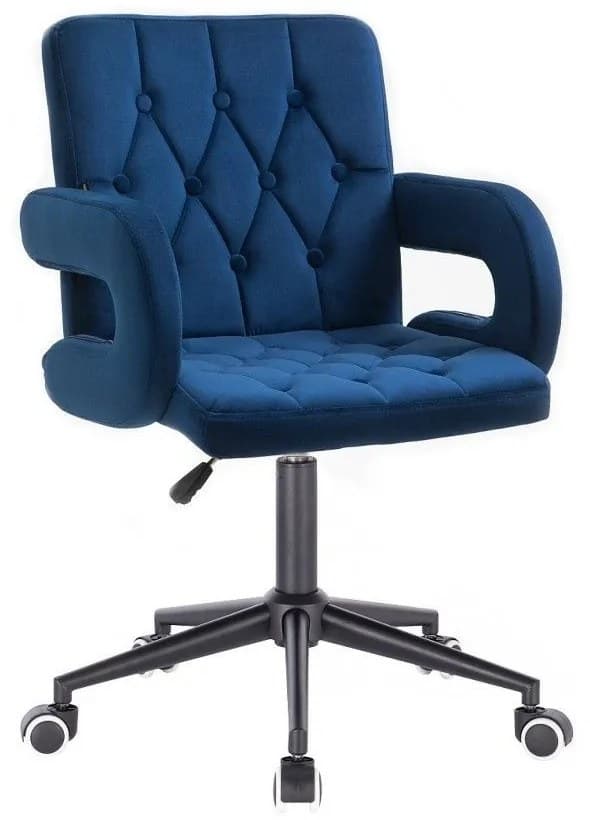 LuxuryForm DESIGN Židle  BOSTON VELUR na černé podstavě s kolečky -  modrá