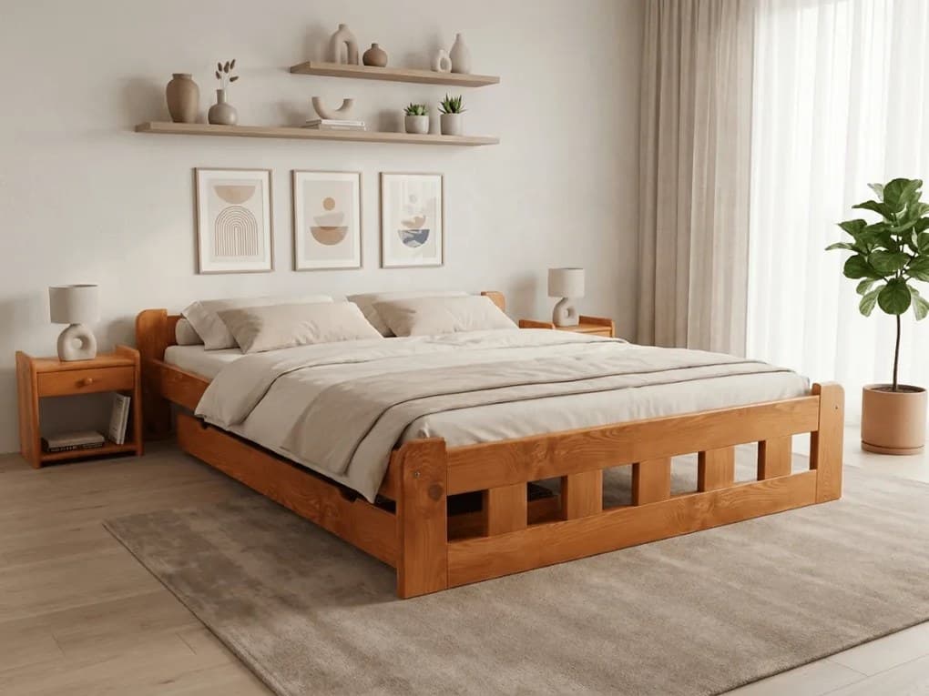Postel Naomi zvýšená 180 x 200 cm, olše Rošt: Bez roštu, Matrace: Matrace Coco Maxi 20 cm
