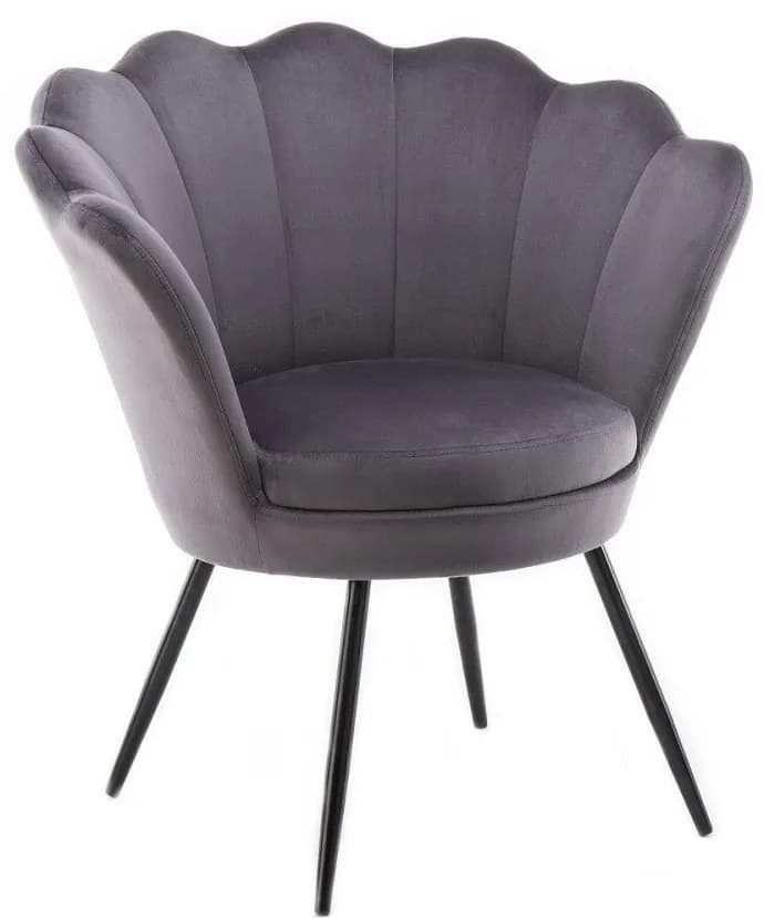 LuxuryForm DESIGN Křeslo FREY VELUR s černými nohami - tmavě šedé