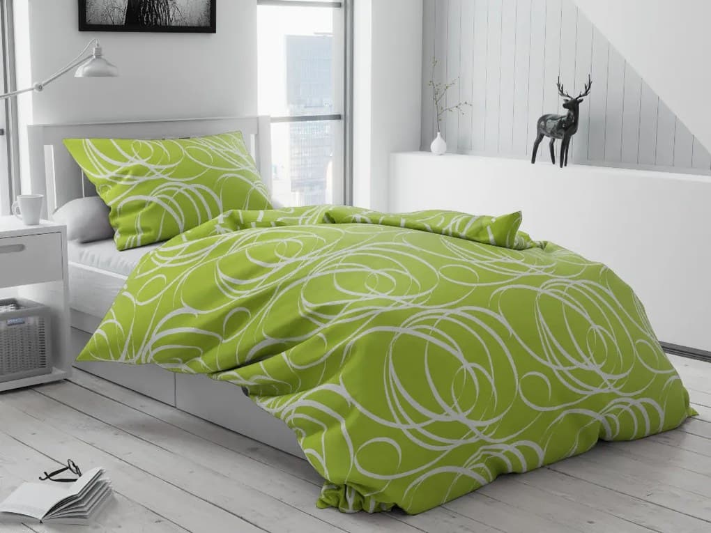 Bavlněné povlečení Aromis zelené hotelová kapsa Rozměr povlečení: 70 x 90 cm | 140 x 200 cm