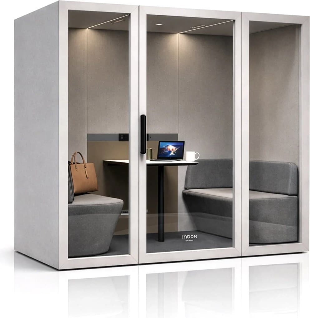 Akustická kancelářská budka INBOX pro 4 osoby 2100 × 2200 × 1220 mm