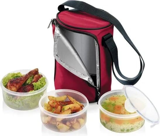 TESCOMA Jídlonosič FRESHBOX, se 3 dózami 1,5 l, bordeaux