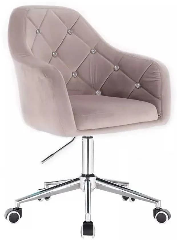 LuxuryForm DESIGN Křeslo ROMA VELUR na stříbrné podstavě s kolečky - světle šedé