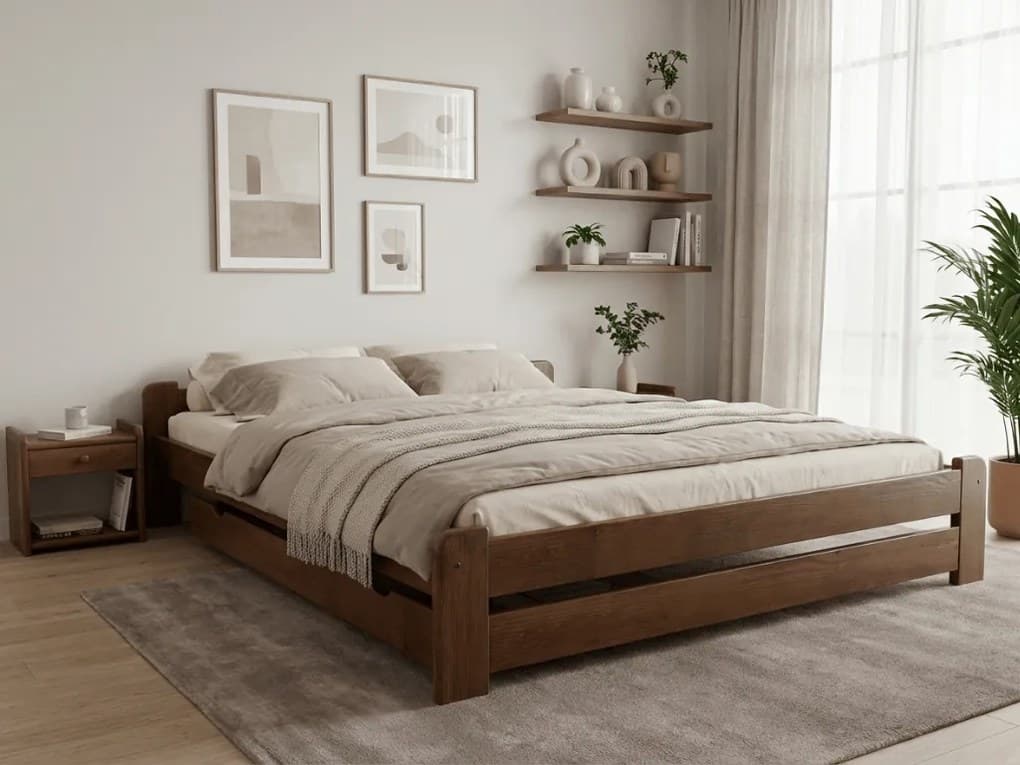 Postel Emily 180 x 200 cm, dub Rošt: S lamelovým roštem, Matrace: Matrace Coco Maxi 20 cm