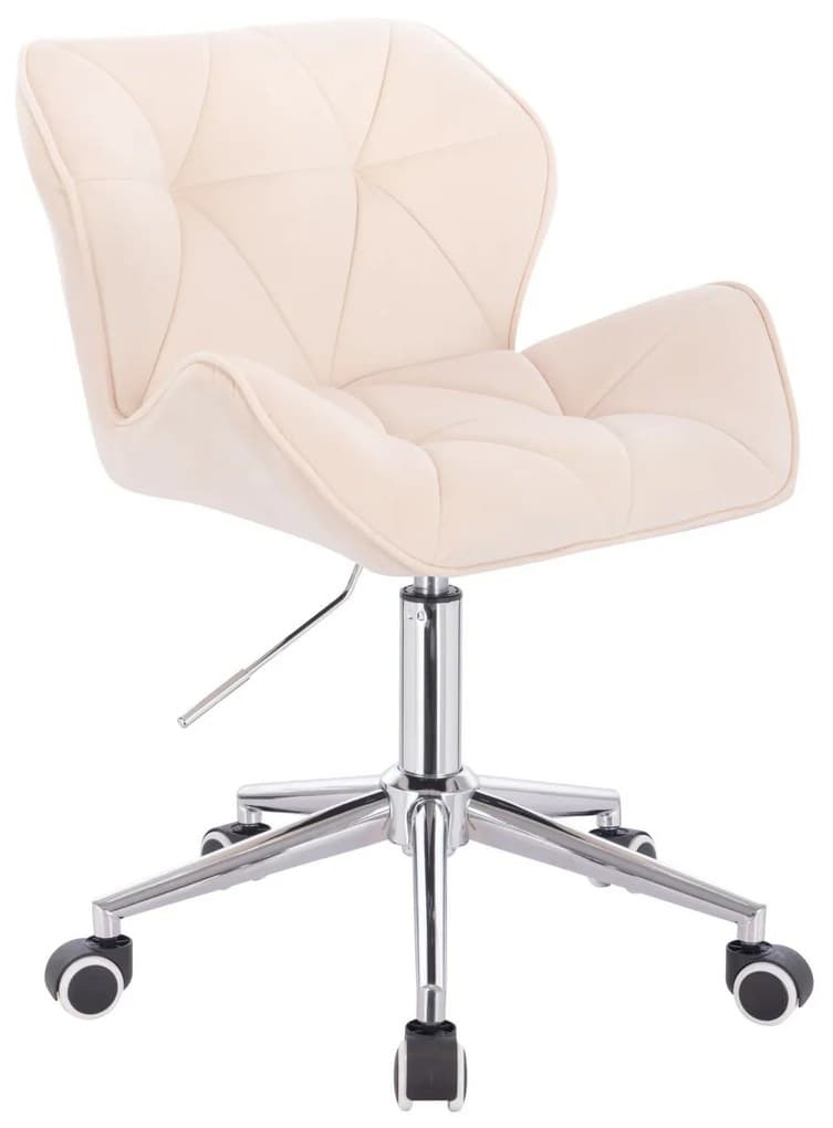 LuxuryForm DESIGN Židle MILANO VELUR na stříbrné podstavě s kolečky - krémová