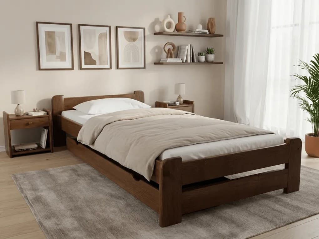 Postel Emily 90 x 200 cm, dub Rošt: Bez roštu, Matrace: Matrace Coco Maxi 20 cm