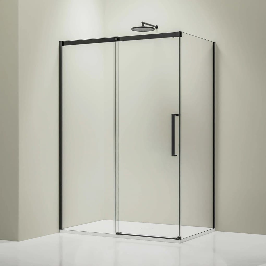 Rohový sprchový kout DX906 FLEX Soft-close - 8mm nano čiré sklo - černá matná - různé šířky