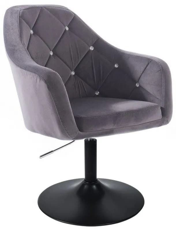 LuxuryForm DESIGN Křeslo ROMA VELUR na černém talíři - tmavě šedé