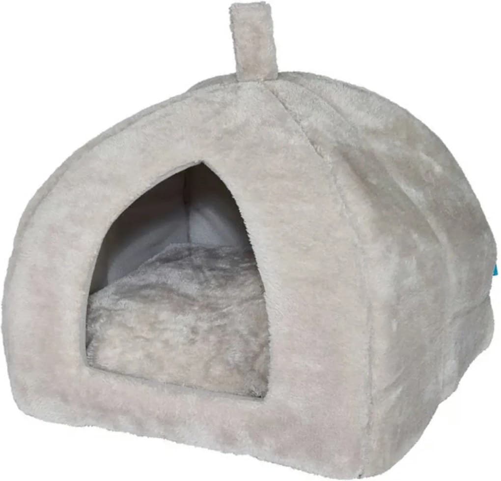 Plyšový pelíšek pro psa/kočku HUISE 40x35 cm, světle šedý
