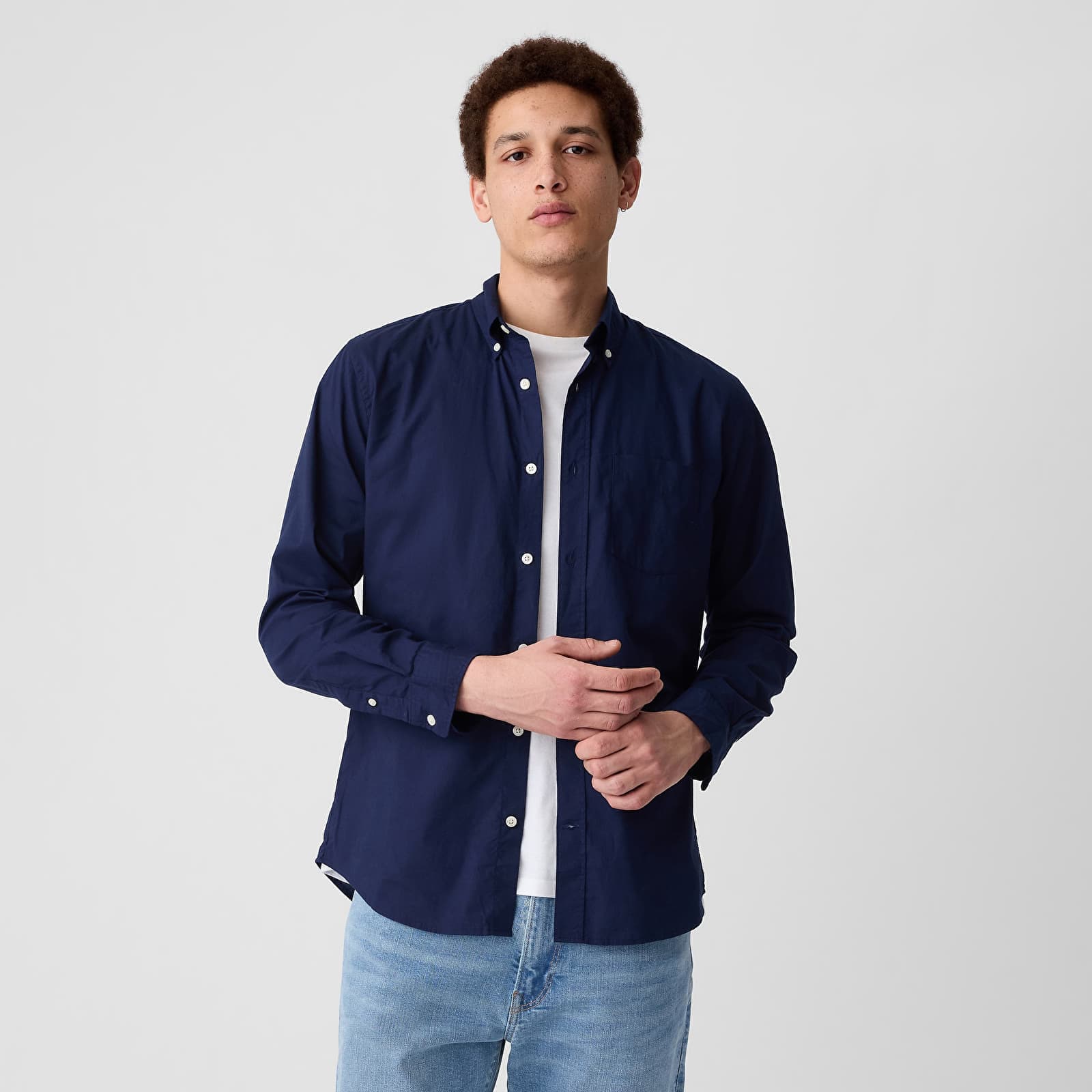Košile GAP Slim-Fit Poplin Shirt Tapestry Navy M